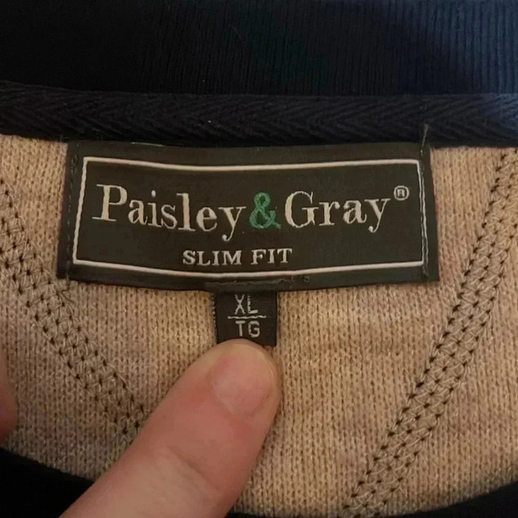 Paisley & Gray beige and navy weekender sweater slim fit XL - Picture 7 of 11